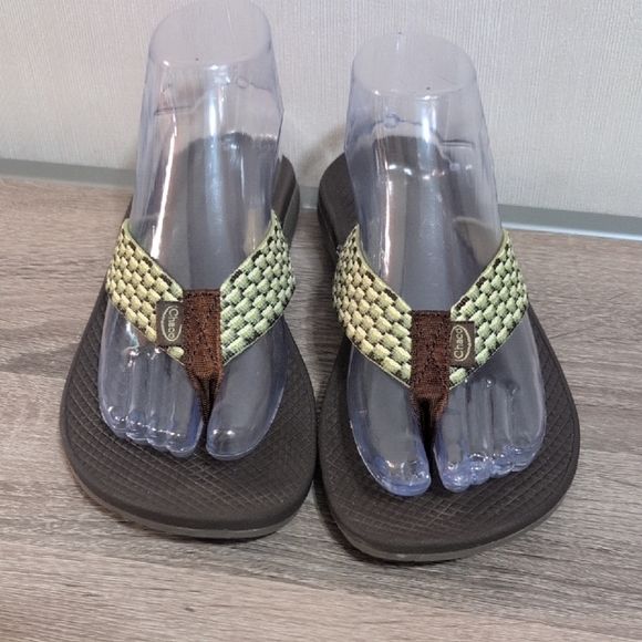 Chaco Women's Flip Sandals - Brown and Green - Picture 1 of 7